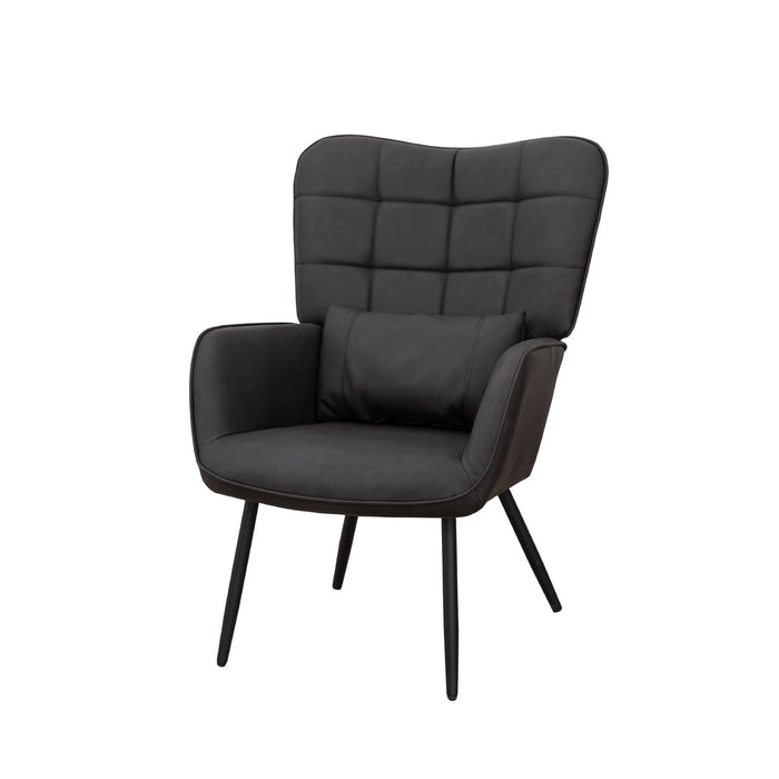 Giga modern accent arm chair with high back, soft padded seat, and metal legs, showcasing sleek, stylish design.