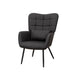Giga modern accent arm chair with high back, soft padded seat, and metal legs, showcasing sleek, stylish design.