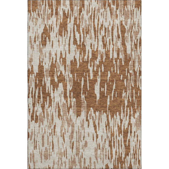 10' X 14' Abstract Washable Area Rug With UV Protection (675192) - Rust / Ivory