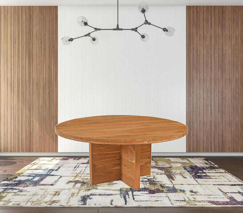 Solid Wood Pedestal Base Round Top Dining Table (488703) - Natural
