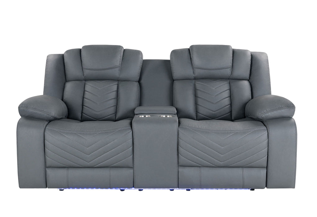 U7069 - Power Reclining Sofa/Power Console Reclining Loveseat With LED +Immersive Sound/Power Recliner - Gray