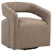 Westhill Boucle Upholstered Swivel Accent Chair in Rocky Road fabric, featuring plush texture and modern design.