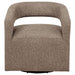CoasterEveryday Westhill Boucle Upholstered Swivel Accent Chair in Rocky Road fabric with cushioned back and armrests.