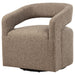 Rocky Road Westhill Boucle Upholstered Swivel Accent Chair with plush fabric and modern design, showing the chair's rounded shape and swivel base.
