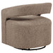 CoasterEveryday Westhill Boucle Upholstered Swivel Accent Chair in Rocky Road fabric with a plush, rounded design and swivel base.