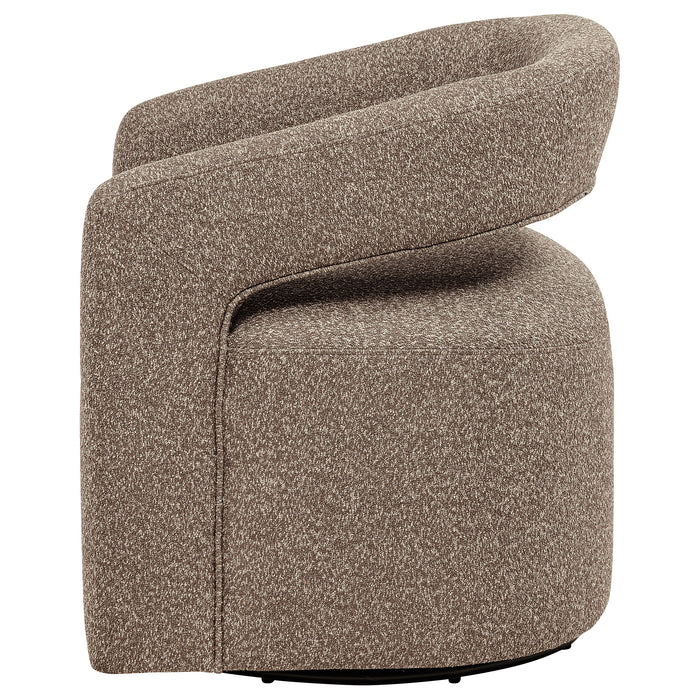 CoasterEveryday Westhill Boucle Upholstered Swivel Accent Chair in Rocky Road with plush fabric and modern design.