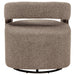 CoasterEveryday Westhill Boucle Upholstered Swivel Accent Chair in Rocky Road fabric, showcasing plush seat and modern design.