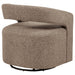 CoasterEveryday Westhill Boucle Upholstered Swivel Accent Chair in Rocky Road fabric, featuring plush cushioning and modern design.