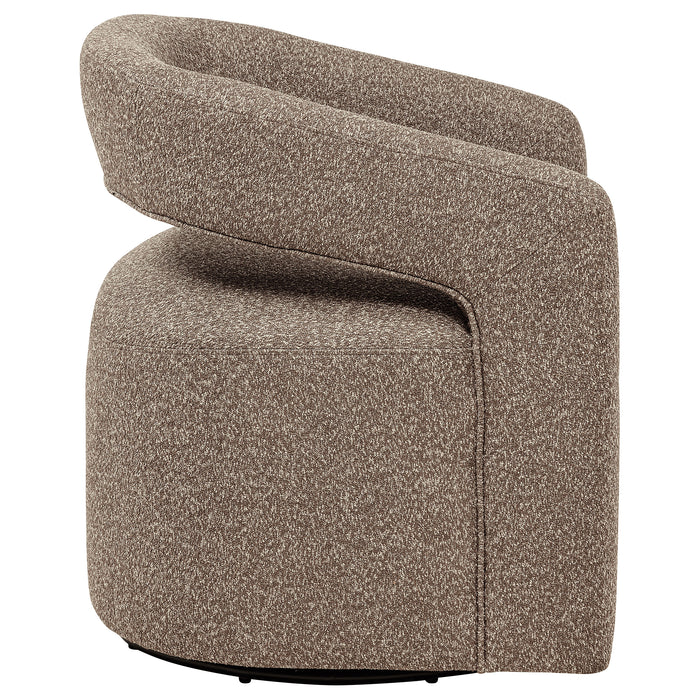 Westhill Boucle Upholstered Swivel Accent Chair in Rocky Road fabric, showcasing plush boucle upholstery and modern design.