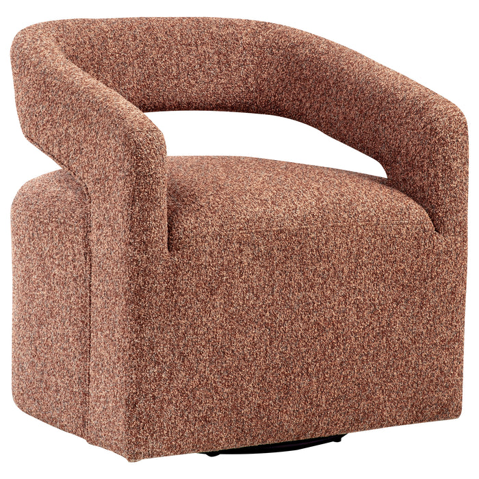 Westhill Boucle upholstered swivel accent chair in berry by CoasterEveryday