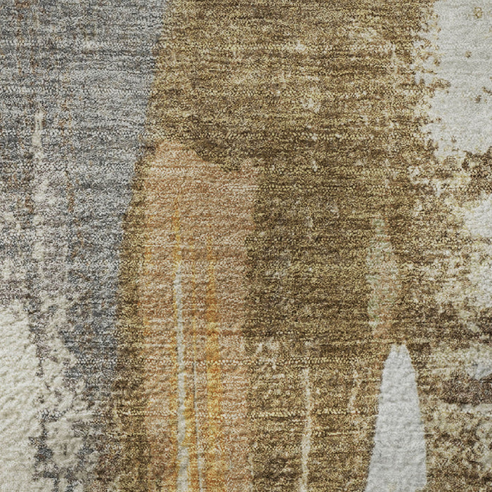 10' X 14' Abstract Washable Area Rug With UV Protection (709956) - Ivory / Brown / Gray