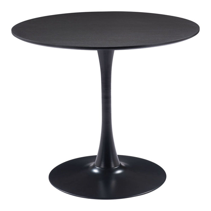 36" Wood And Steel Pedestal Base Round Top Dining Table - Black