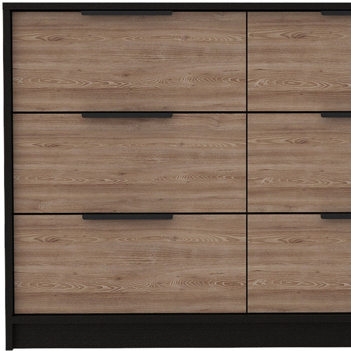 Six Drawer Double Dresser - Brown And Black