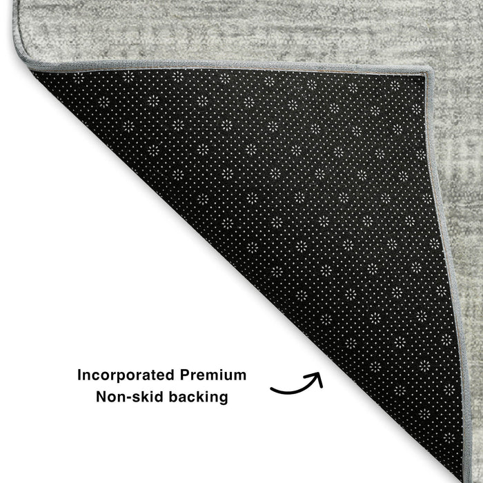 10' X 14' Patchwork Washable Area Rug With UV Protection (652965) - Silver / Ivory