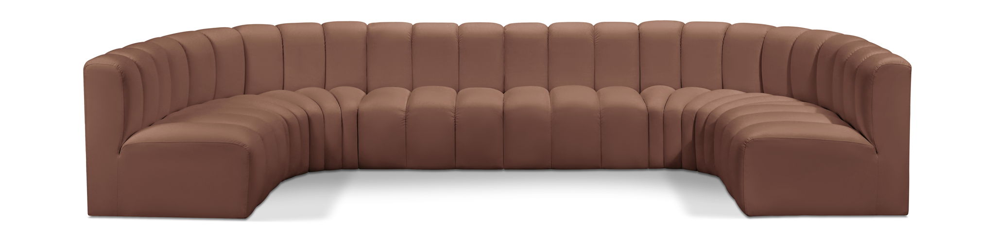 Faux leather U-shaped sectional sofa by Meridian Furniture with plush cushions and modern design, perfect for a contemporary living room.