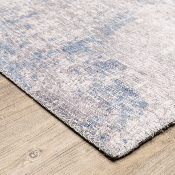 9' x 12' Abstract Power Loom Stain Resistant Area Rug - Gray And Blue