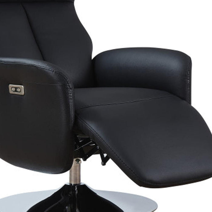 Tufted Genuine Leather Power Swivel Recliner (730558) - Black