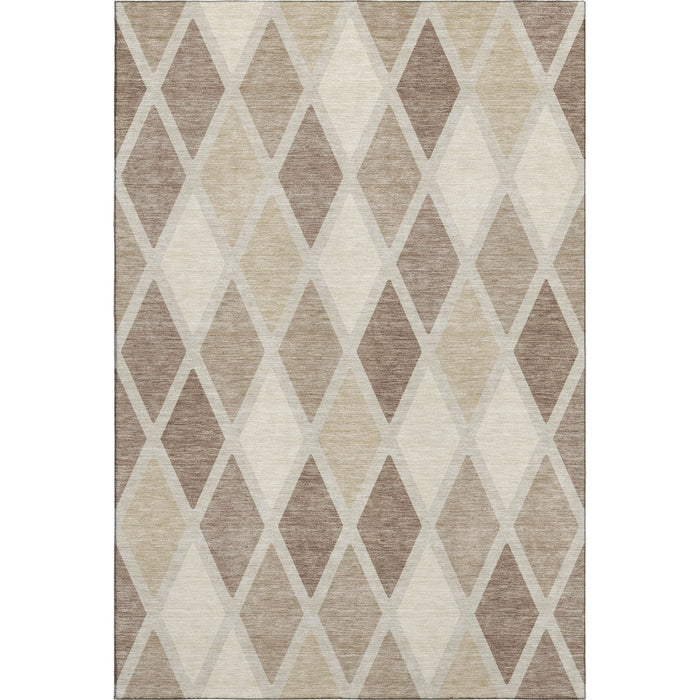 10' X 14' Geometric Washable Area Rug With UV Protection (670513) - Taupe / Beige / Ivory