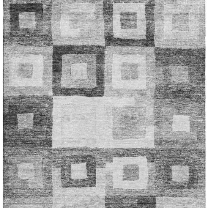 10' X 14' Geometric Washable Area Rug With UV Protection (686687) - Gray / Silver