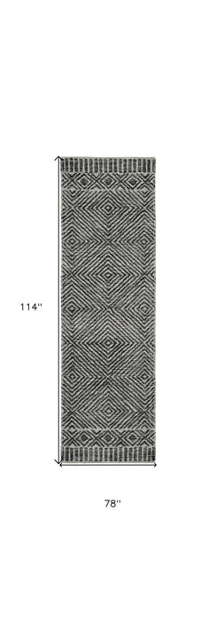 7' x 10' Wool Geometric Hand Tufted Area Rug - Gray And Black