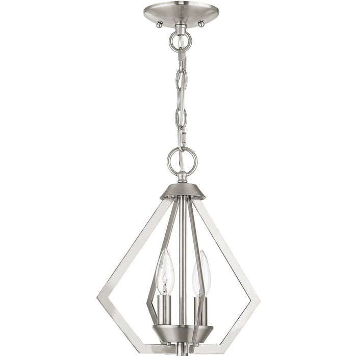 13" Two Light Dimmable Chandelier With Shades - Nickel