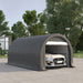 Giga Outsunny 10x16 ft portable carport with UV-resistant canopy, large zippered door, suitable for cars, trucks, boats, and outdoor storage.