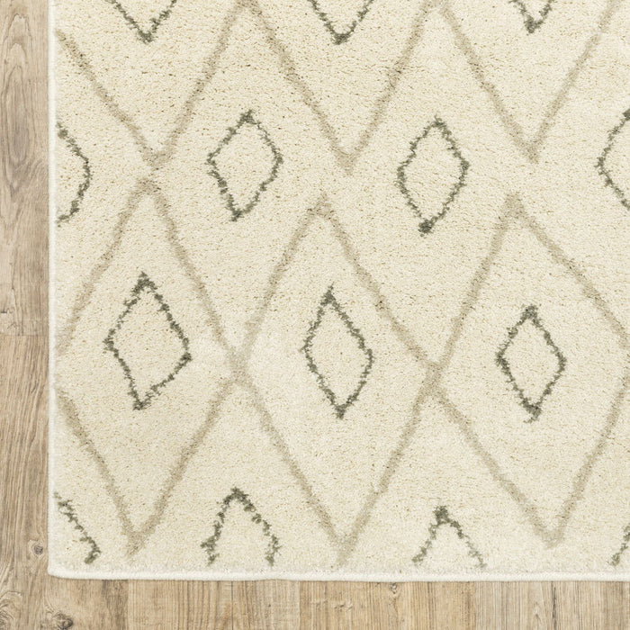 8' x 10' Geometric Power Loom Stain Resistant Area Rug - Sand Ash Gray And Ivory