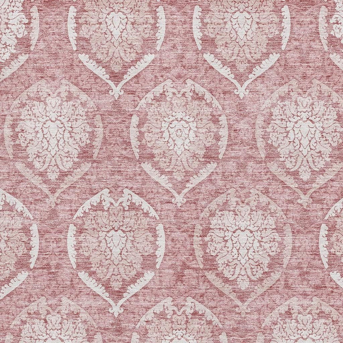 10' X 14' Medallion Washable Area Rug With UV Protection - Pink And Ivory