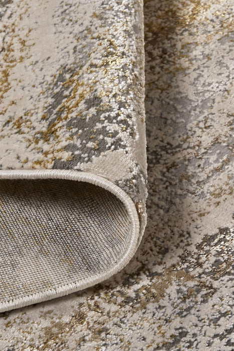 13' X 20' Abstract Area Rug - Gold Gray And Ivory