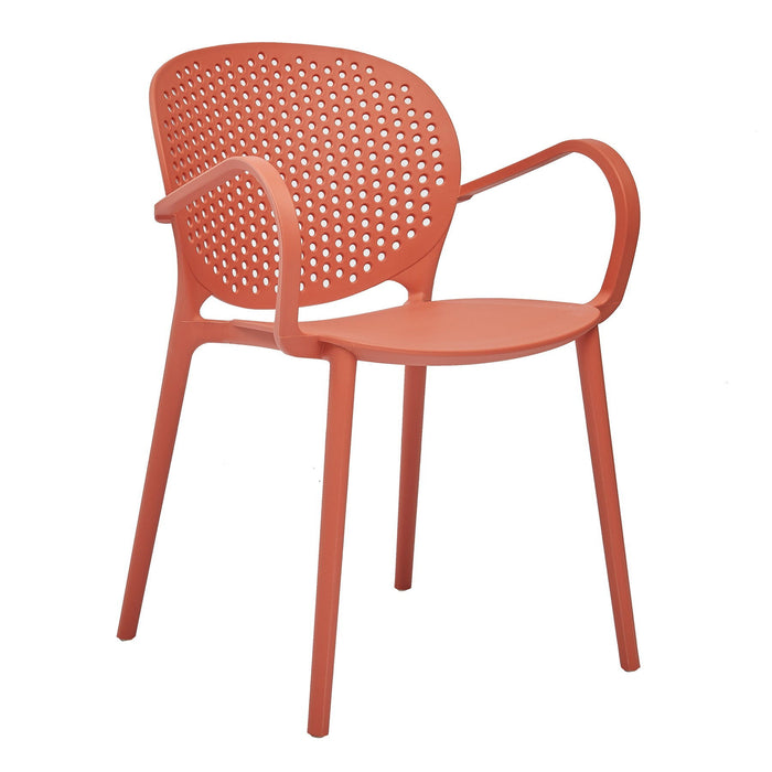 Heavy Duty Plastic Partially Open Back Dining Arm Chairs (Set of 4) - Orange