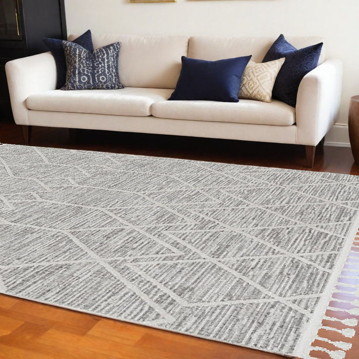12' x 15' Geometric Area Rug - Gray And Ivory