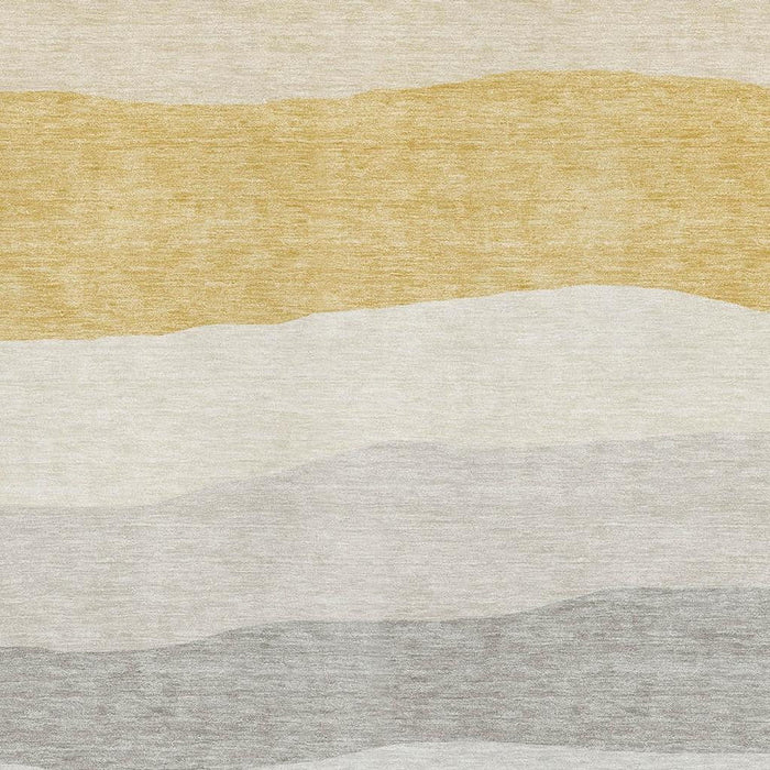 10' X 14' Striped Washable Area Rug With UV Protection (714895) - Pewter / Ivory