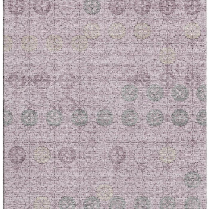 10' X 14' Geometric Washable Area Rug With UV Protection (705953) - Plum / Gray