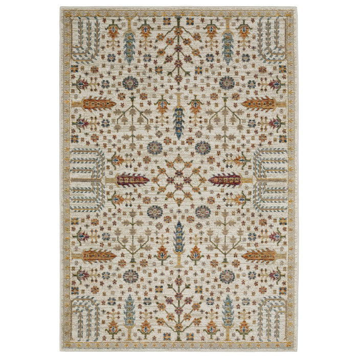 8' X 11' Oriental Area Rug - Ivory And Gold