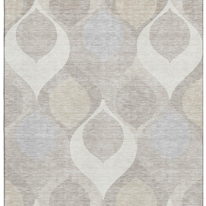 8' X 10' Ogee Washable Area Rug With UV Protection - Ivory