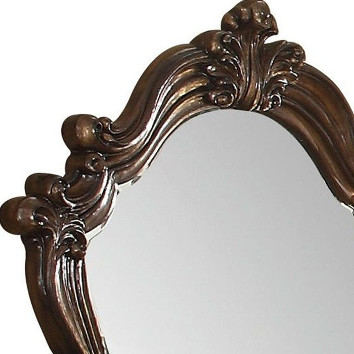 47" Crowned Top Solid Framed Mounted Dresser Mirror - Brown