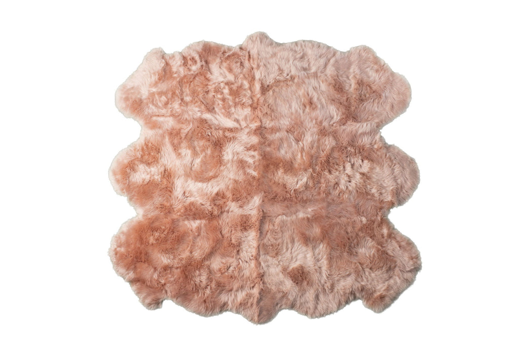 5' x 6' Wool Sheepskin Handmade Area Rug - Pink