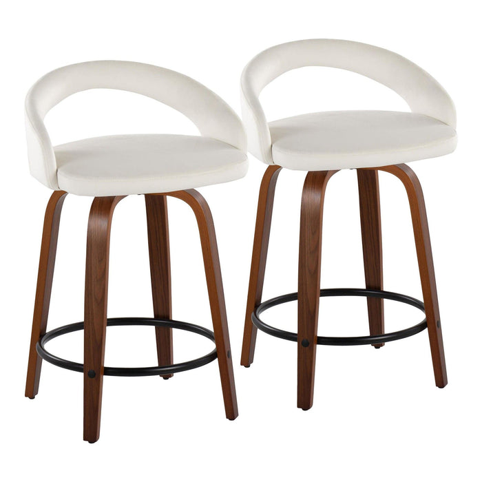Grotto - 31" Upholstered Fixed-Height Counter Stool (Set of 2) - Walnut Wood Base