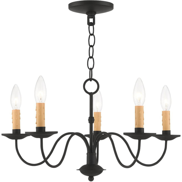 12" Five Light Dimmable Chandelier With Shades - Black
