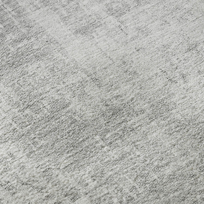 10' X 14' Abstract Washable Area Rug With UV Protection - Silver And Gray