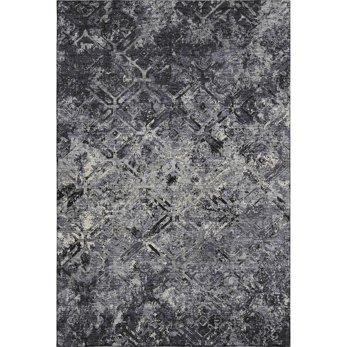 10' X 14' Diamond Washable Area Rug With UV Protection - Black