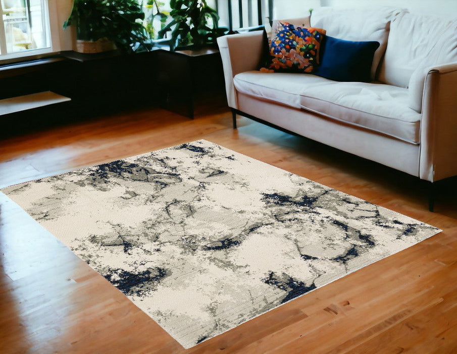 5' x 7' Abstract Power Loom Area Rug - Gray And Black