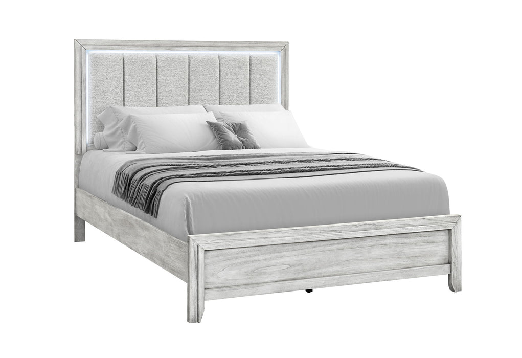 Elsie - Queen Bed With LED - Light Grey