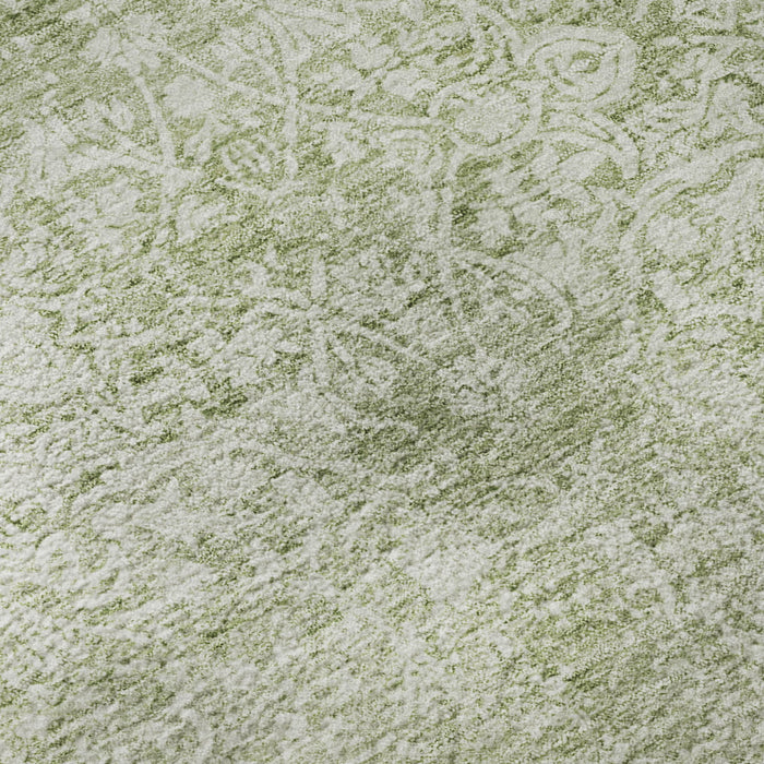 10' X 14' Oriental Washable Area Rug With UV Protection (700613) - Sage / Ivory