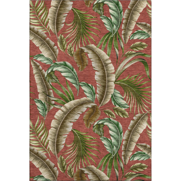 9' X 12' Geometric Washable Area Rug With UV Protection - Cinnamon