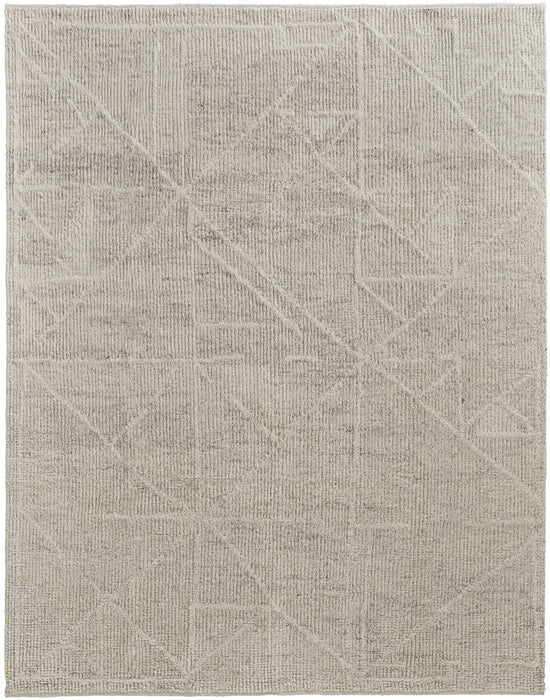 5.5' x 8.5' Wool Hand Knotted Area Rug - Tan And Ivory
