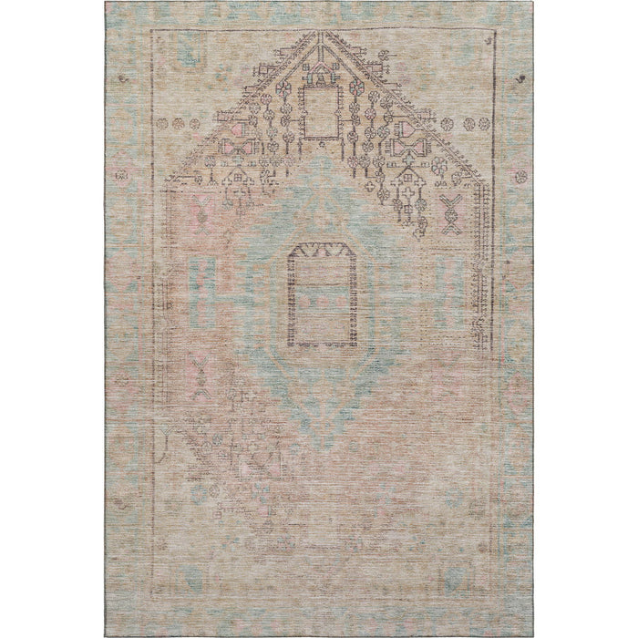 10' X 14' Tribal Washable Area Rug With UV Protection (686042) - Pink / Beige / Teal