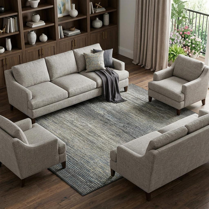 10' X 14' Striped Washable Area Rug With UV Protection (692631) - Granite Gray / Silver