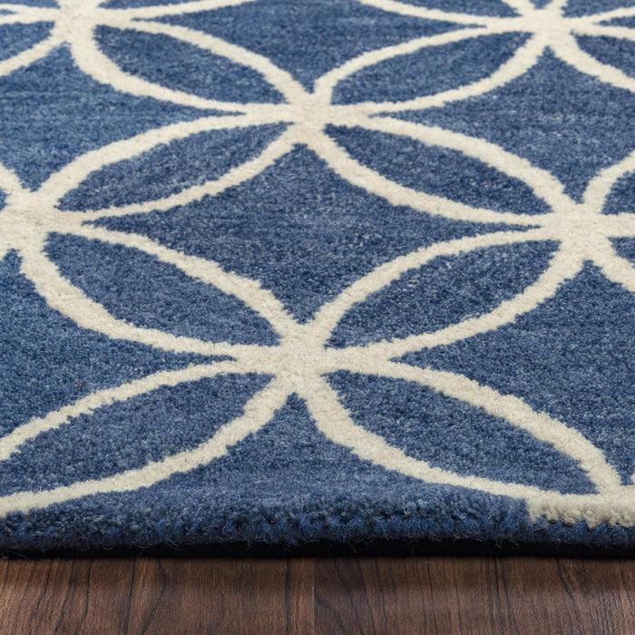 10' X 14' Wool Geometric Hand Tufted Area Rug (747829) - Blue / Ivory