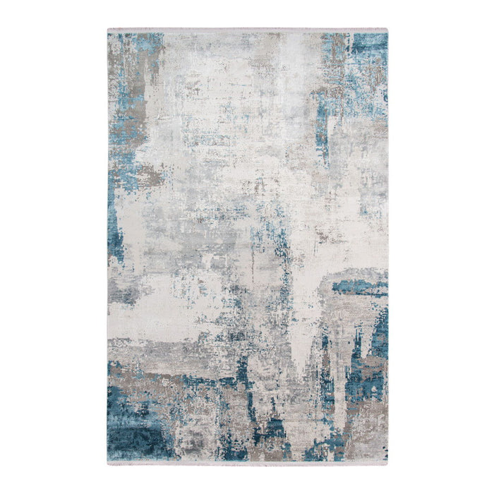 10' X 14' Abstract Area Rug With Fringe - Gray
